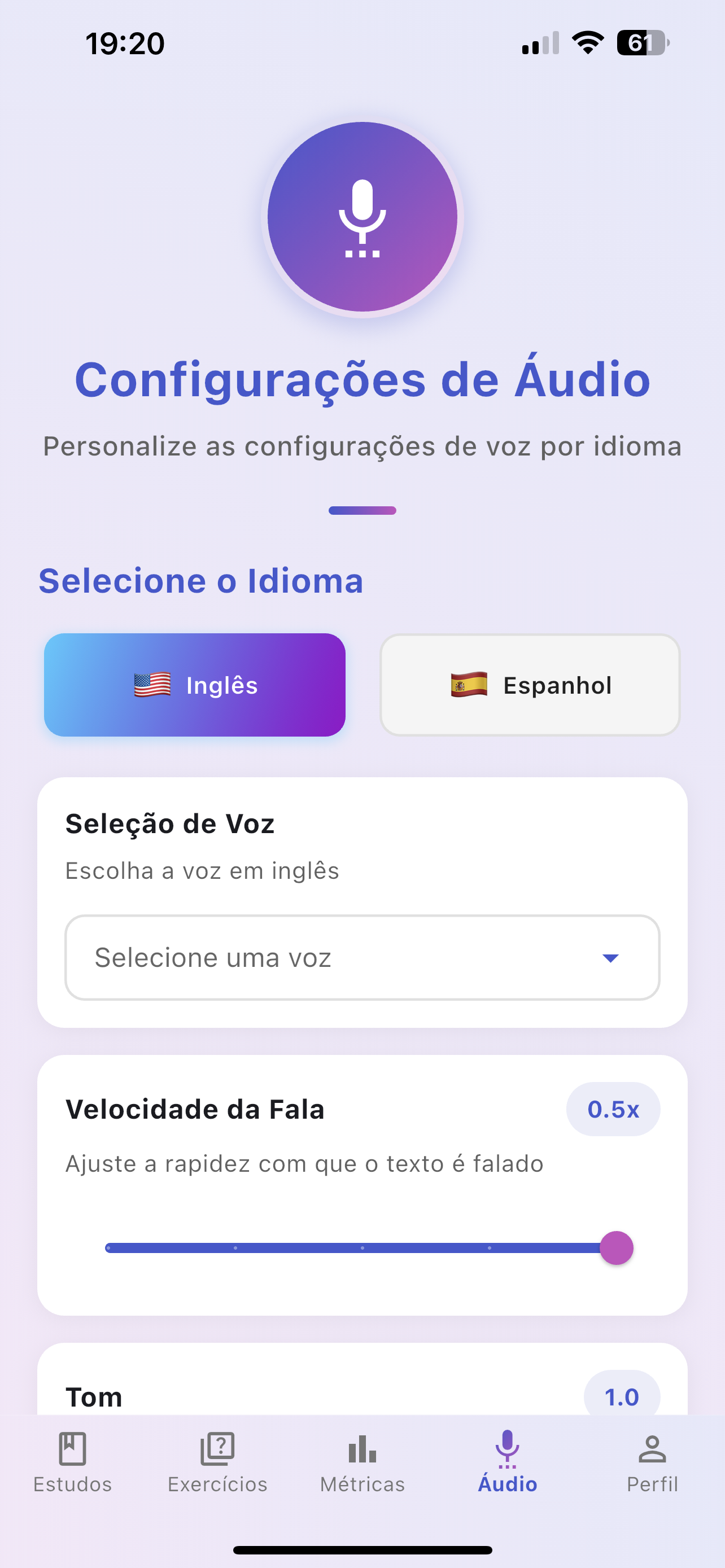 Configurações de Áudio